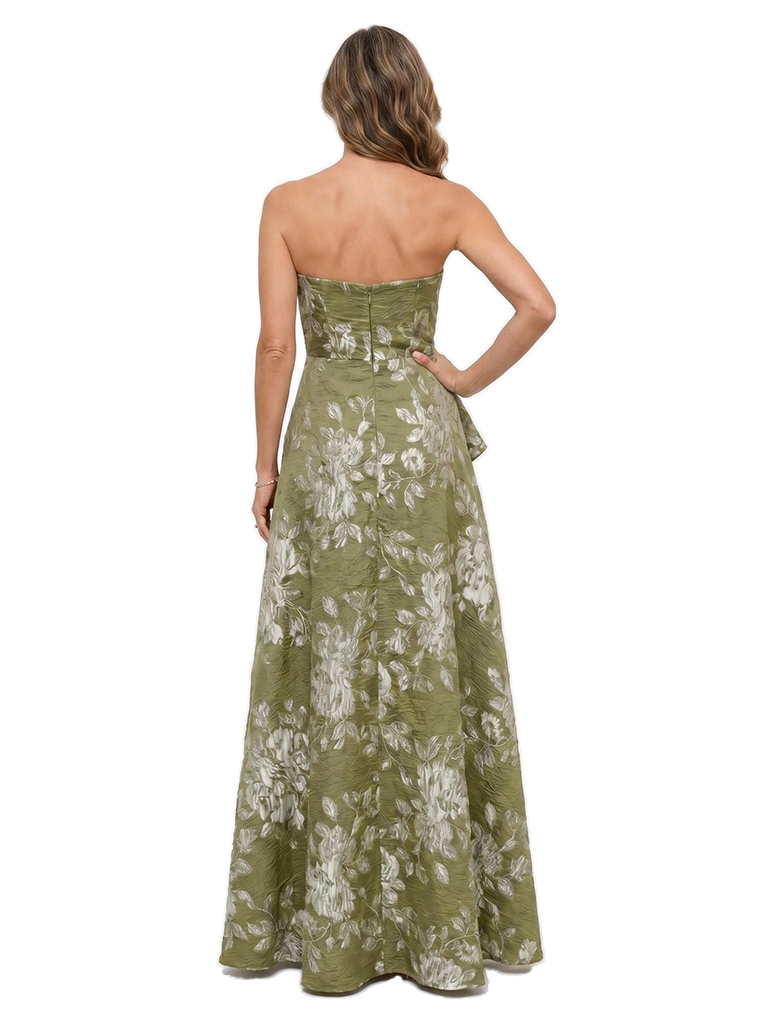 Chicsew Elegant Floral Strapless Ruched A-Line Floor-Length Mother of The Bride Dresses
