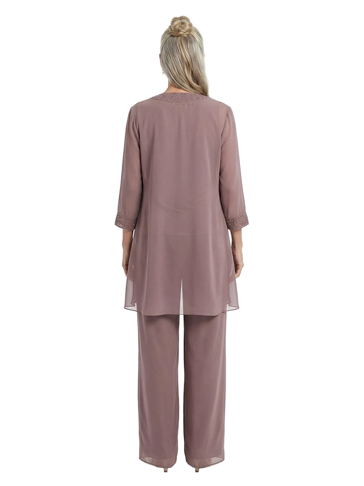 ChicSew Modern Three Piece Pant Suit Beading Chiffon For Mother Of The Bride