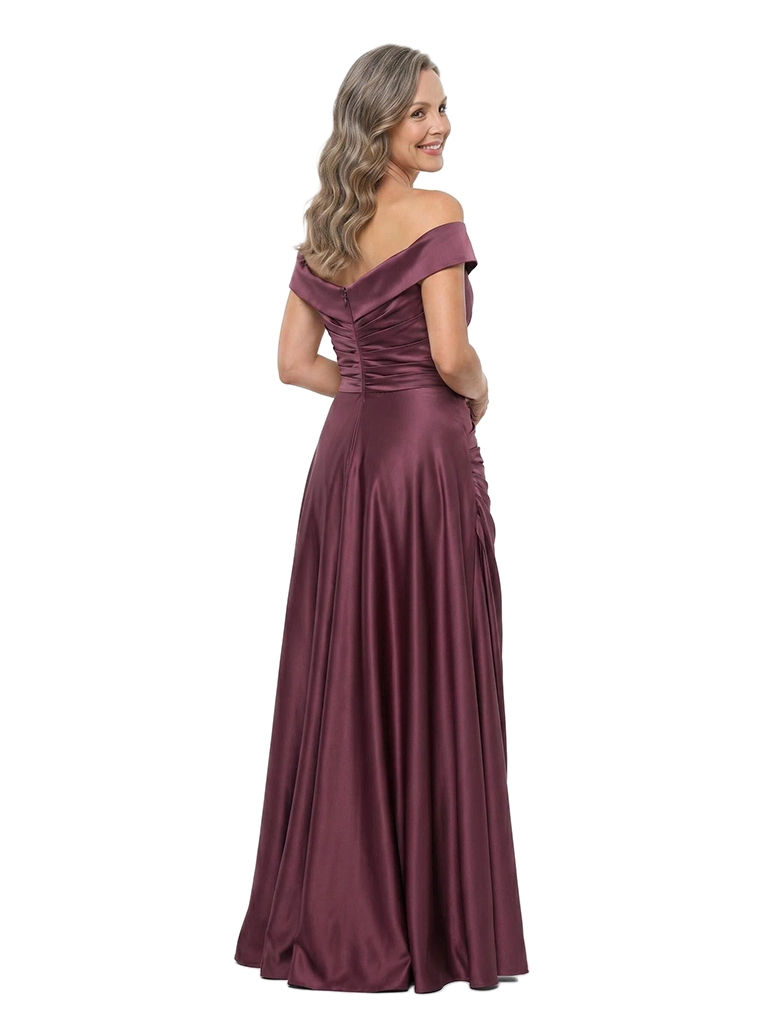 ChicSew Off Shoulder Mermaid Ruched Floor-Length Mother of the Bride Dress