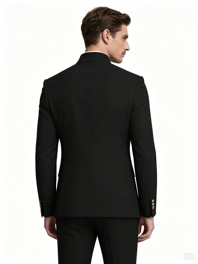 Classic 2 Piece Black Men's Suit with Regular Fit and Sophisticated Peak Lapel