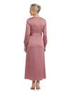 ChicSew Jewel Long Sleeve Satin Tea Length Elegant Mother of the Bride Dress