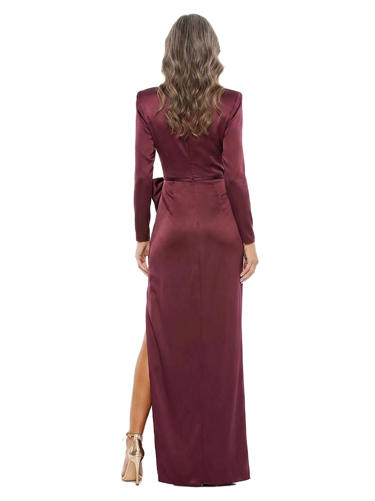 ChicSew Jewel Long Sleeve Satin Sheath Floor-Length Mother of the Bride Dress
