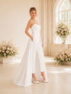 ChicSew Modern Sweetheart Sleeveless Crepe Tea-Length Wedding Jumpsuit With Overskirt