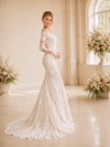 ChicSew Sexy Deep V-Neck Mermaid Lace Long Sleeves Wedding Dress Long Train