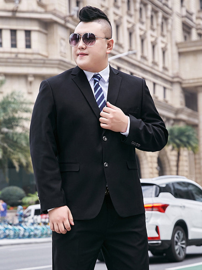 Black 2 pieces Men‘s Suit Slim Fit Flat Double Breasted Peak Lapel Tuxedo CN510