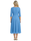 ChicSew Modern V-Neck Tea-Length Mother Of The Bride Dress Chiffon Fit Flare