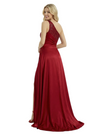 ChicSew One Shoulder Ruched Mermaid Satin Maxi Long Evening Gown Slit With Side Overlay