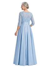 ChicSew Elegant Silky Satin Lace Long Sleeve Satin A-Line Mother Of The Groom Dresses With Half Sleeves