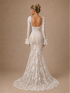 ChicSew Sexy Modern Mermaid Lace Tulle Long Sleeves Maxi Wedding Dress