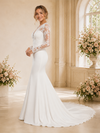 ChicSew Beautiful V-Neck Long Sleeve Crepe Mermaid Foor-Length Wedding Dress