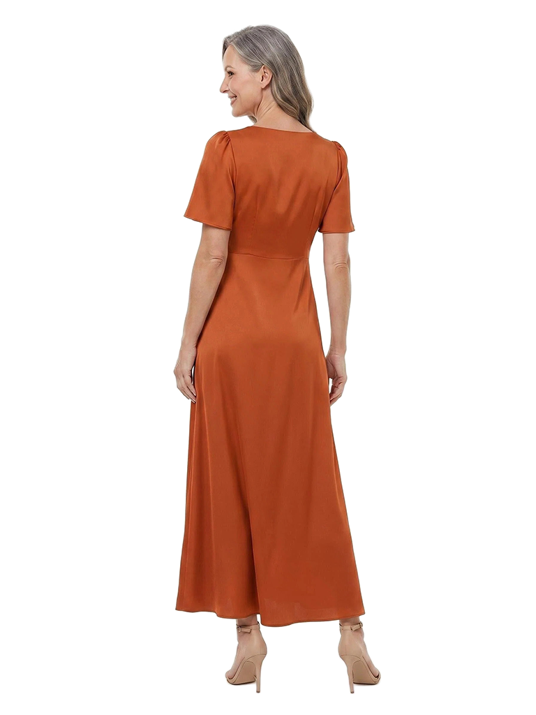 ChicSew V-Neck Short Sleeve Satin Ankle-length A-Line Mother of the Bride Dress
