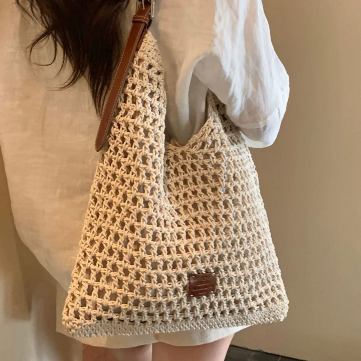 Artisan-Woven Beach Tote – Premium Beeswax Cord Shoulder Bag