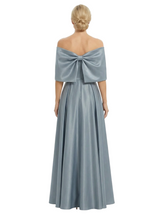 Chicsew Elegant Off Shoulder Bow Knot Floor-Length Satin A-Line Mother Of The Bride Dresses