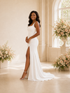 ChicSew Modern Crepe Square Spaghetti Straps Floor-Length Mermaid Wedding Dress