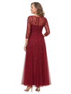 ChicSew Beautiful Sequin Lace Mother Of The Groom Gown 3/4 Sleeve Illusion Neckline