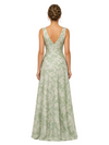 Chicsew Elegant Floral V-Neck Ruched Floor-Length Mother of The Bride Dresses