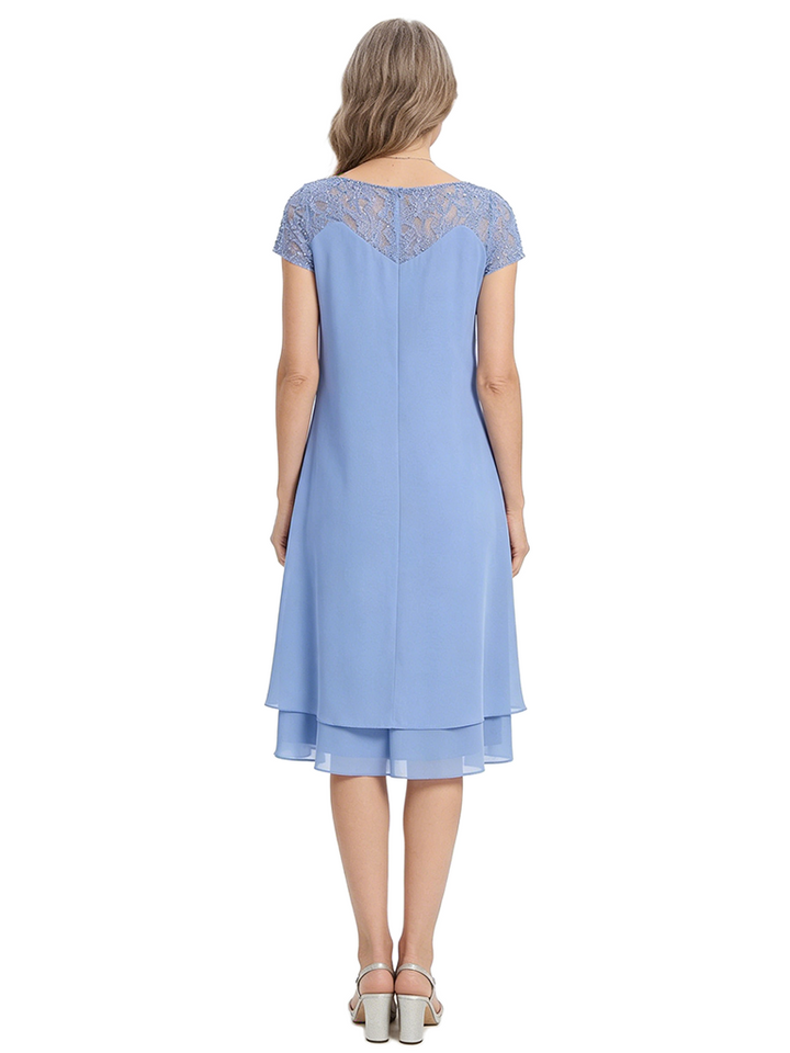 ChicSew Modern Short Sleeves Chiffon Cocktail LaceMother Of The Groom Dress