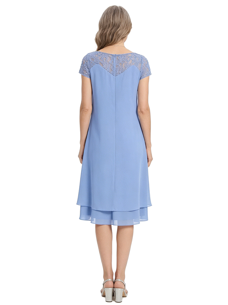 ChicSew Modern Short Sleeves Chiffon Cocktail LaceMother Of The Groom Dress