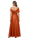 ChicSew Cape Sleeves Straight Across Satin Floor-Length A-Line Mother of the Bride Dress