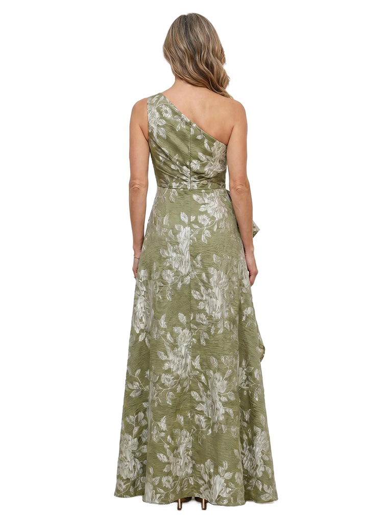 Chicsew Elegant Floral One Shoulder Ruched A-Line Floor-Length Mother of The Bride Dresses