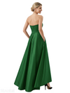Fancy Strapless High Low Satin Mother Of The Bride Dress Bow Knot A-Line Gown