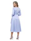ChicSew Modern Long Sleeves Ruffled Mother Of The Bride Dresses V-Neck Satin A-Line Midi Gown
