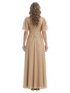 ChicSew Flutter Sleeves V-Neck Lace Appliques Sequin Side Slit Chiffon A-Line Mother Of The Groom Dress