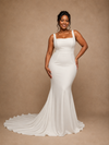 ChicSew Elegant Mermaid Crepe Square Neck Sleeveless Maxi Long Wedding Dress