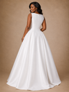 ChicSew Classy Elegant Satin Sleeveless A-Line Floor-Length Wedding Dress