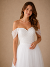 ChicSew Elegant Off The Shoulder Sleeveless Beading Tulle A-Line Long Wedding Dress