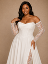 ChicSew Classy Sweetheart Chiffon Long Lace Sleeves Side Slit A-Line Floor-Length Wedding Dress