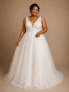 ChicSew Sexy V-Neck A-Line Sleeveless Lace Tulle Maxi Long Wedding Dress