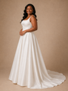 ChicSew Claasy Square Neck Satin A-Line Sleeveless Long Wedding Dress With Pleats