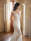 Cap Sleeves Sexy Mermaid Open Back V-neck  Maxi Long Lace Wedding Dresses Online