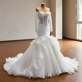 ChicSew Luxurious Boning Ball Gown Wedding Dress With Lace Applique