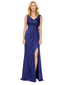 Elegant V-Neck Lace Chiffon Sleeveless A-line Side Slit Mother of The Bride Dresses