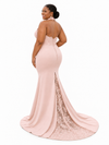 ChicSew Unique Halter Lace Appliques Soft Satin Tulle Mermaid Floor-Length Bridesmaid Dresses