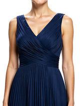 Chicsew Elegant V-Neck Sleeveless Ruched A-Line Chiffon Mother of The Bride Gown