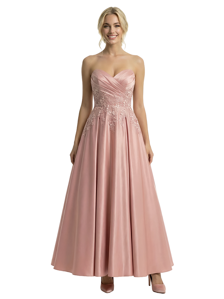 Classy Lace Applique Sweetheart A-Line Long Evening Gown
