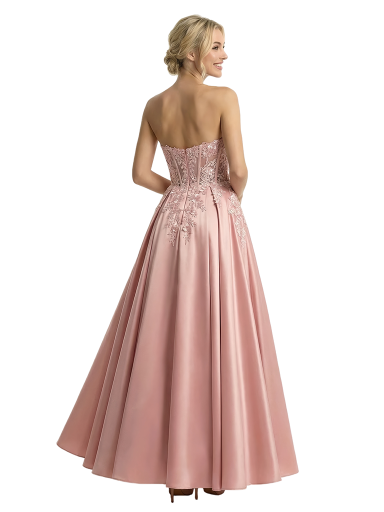 Classy Lace Applique Sweetheart A-Line Long Evening Gown