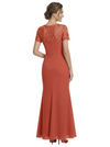 Mother of The Groom Dress Sweetheart Neck Short Sleeve Ruched Mermaid Floor-Length Chiffon Gown