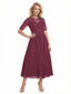Elegant Illusion Half Sleeves Chiffon Short A-Line Mother Of The Bride Dresses