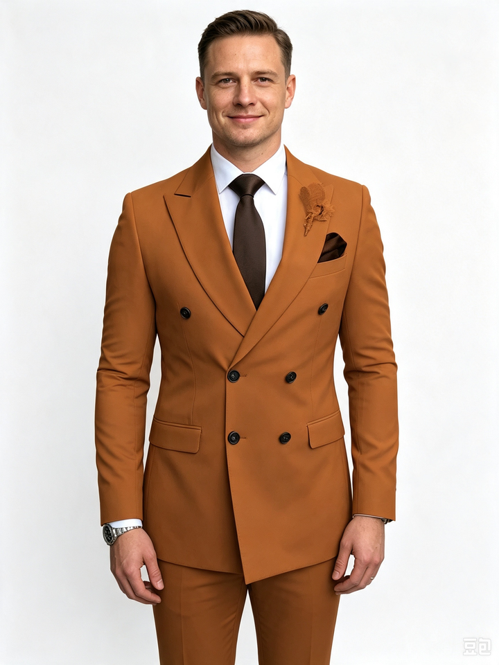 Classic 1 Piece Brown Men's Suit with Regular Fit and Sophisticated Peak Lapel