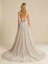 A-line Square Neckline Maxi Long Sequin Wedding Dresses Online