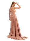 Eucalyptus Satin Side Split Long Bridesmaid Dress