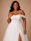 ChicSew Elegant Lace Tulle A-Line Side Slit Off The Shoulder Floor-Length Wedding Dress