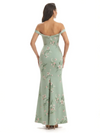Simple Off Shoulder Mermaid Floral Satin Maxi Floral Formal Dresses For Women