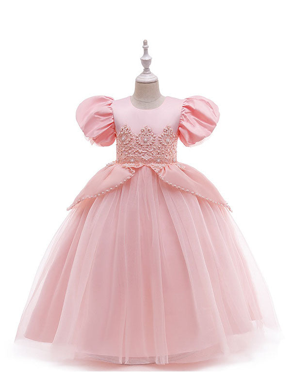 Luxury Lace Flower Girls Dress Elegant Tulle Princess Gown for Wedding