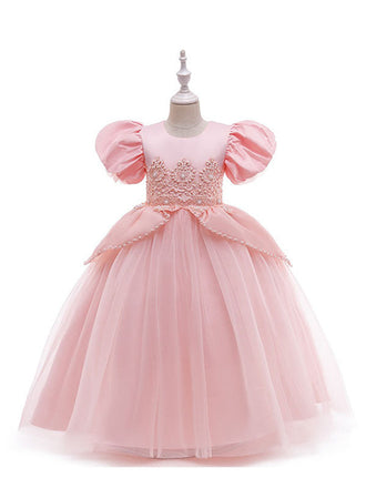 Luxury Lace Flower Girls Dress Elegant Tulle Princess Gown for Wedding