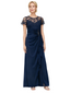 Elegant Illusion Short Sleeves Lace Chiffon A-line Side Slit Mother of The Bride Dresses